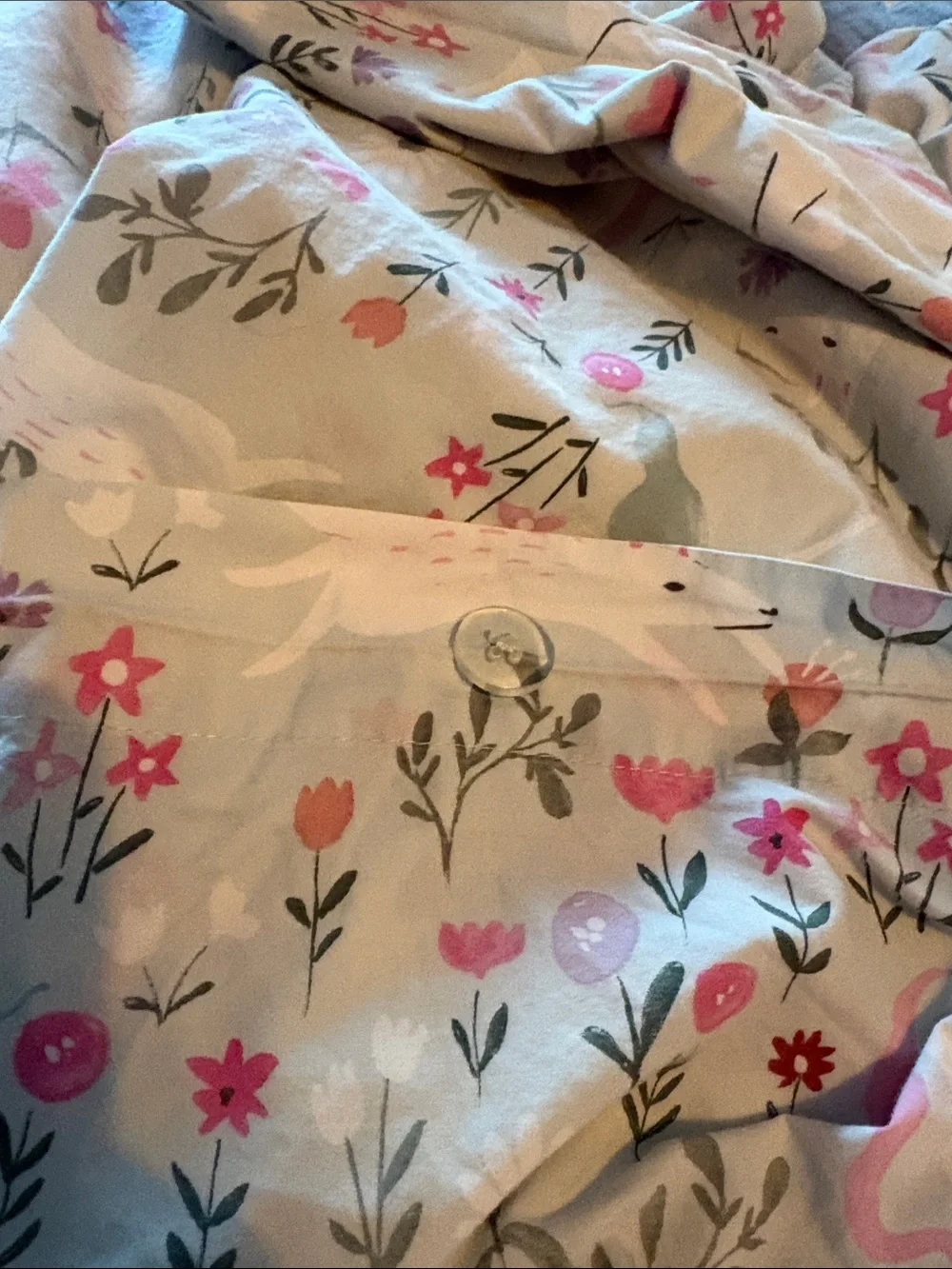 Pottery Barn Kids Unicorn Floral Duvet Cover - Pink, Cream, Green